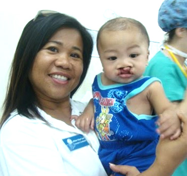 Volunteer and baby